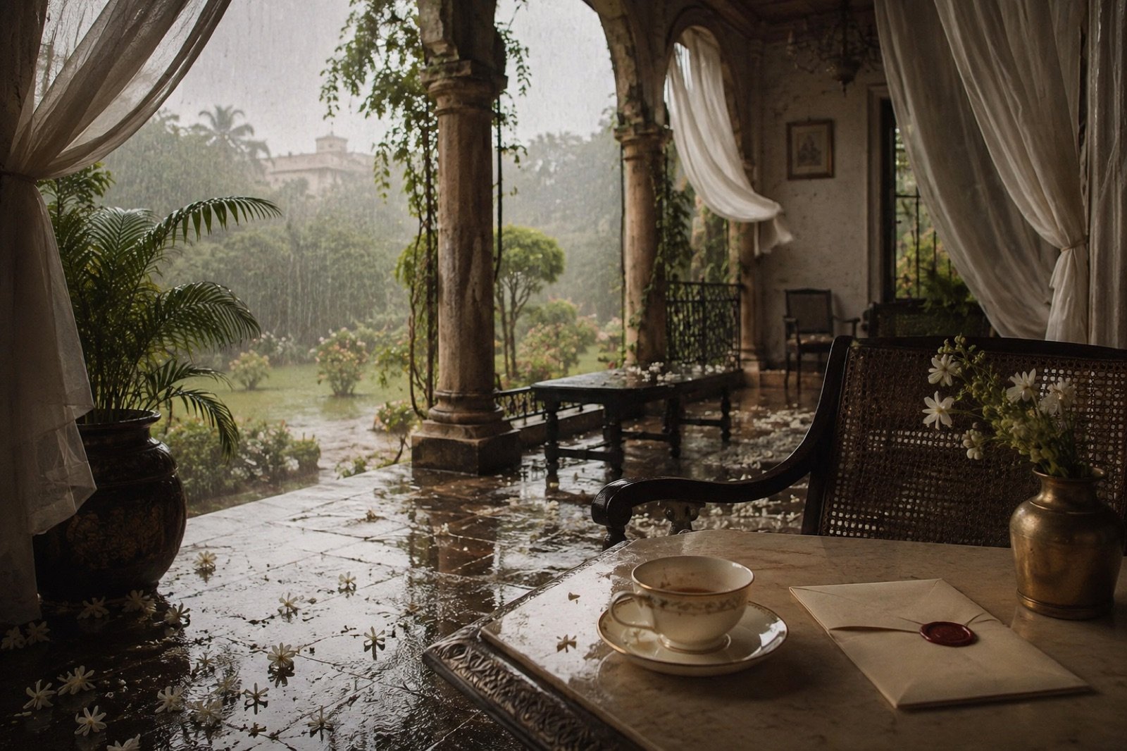 A Caribbean veranda in the rain